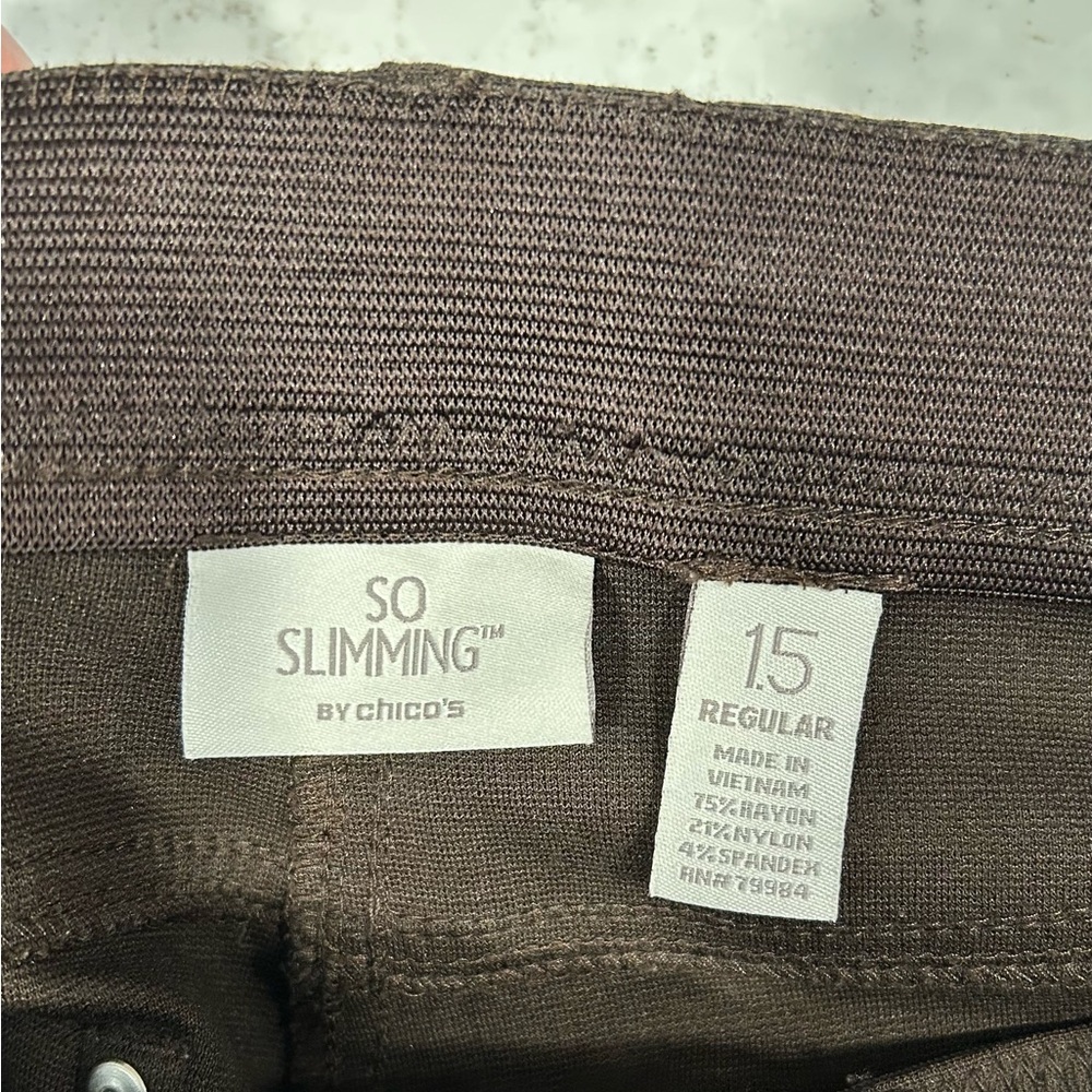 Chico’s Brown SO Slimming Brown Stretch Knit Pants - Picture 5 of 8